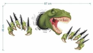 Samolepicí dekorace 3D Dinosaurus, zelená