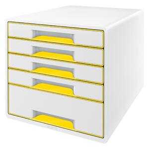 Bílo-žlutý zásuvkový box Leitz WOW CUBE, 5 zásuvek