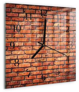 Skleněné hodiny na stěnu Cihlová zeď zskc-30x30-00184780