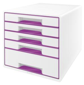 Bílo-fialový zásuvkový box Leitz WOW CUBE, 5 zásuvek
