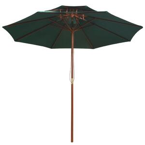 Dvoupatrový slunečník 270 x 270 cm dřevěná tyč zelený