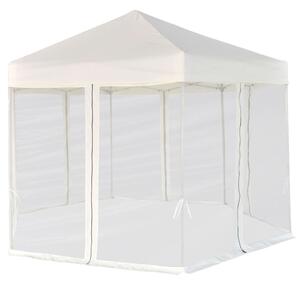 Šestiúhelníkový party stan s 6 stěnami krémově bílý 3,6 x 3,1 m