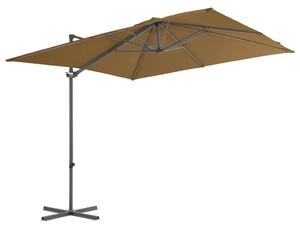 Boční zahradní slunečník s ocelovou tyčí taupe 250 x 250 cm