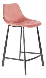 Dutchbone Barová židle FRANKY STOOL VELVET OLD PINK 1500065