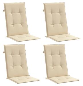Podušky na židli vysoké opěradlo 4 ks béžové 120x50x3 cm textil