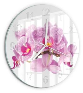 Skleněné hodiny na stěnu Orchideje zsob-fi30-00080925