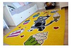 Dětský kusový koberec Mlsný kocour žlutý 120x170cm