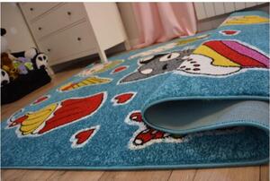 Dětský kusový koberec Mlsný kocour modrý 160x220cm
