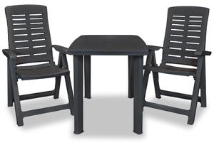 3dílný bistro set plastový antracitový
