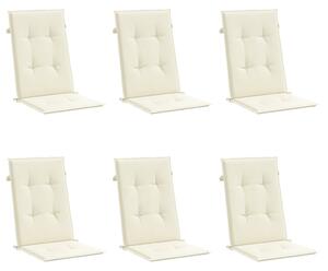 Podušky na židli vysoké opěradlo 6 ks krémové 120x50x3cm textil