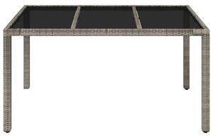 Zahradní stůl se skleněnou deskou šedý 150x90x75 cm polyratan