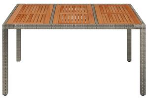 Zahradní stůl s dřevěnou deskou šedý 150 x 90 x 75 cm polyratan