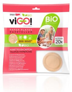 VIGO! TALÍŘE PAPÍROVÉ BIO HNĚDÉ 23CM, 20 KS