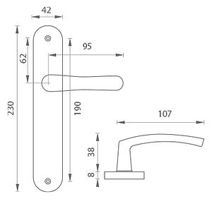 Dveřní kování MP KE - MICHAELA (Hnědá), klika-klika, WC klíč, MP Hnědá, 72 mm