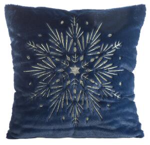 CHLUPATÁ VÁNOČNÍ DEKORAČNÍ POVLEČEK NA POLŠTÁŘ SNOWFLAKE 45X45 VZOROVANÁ