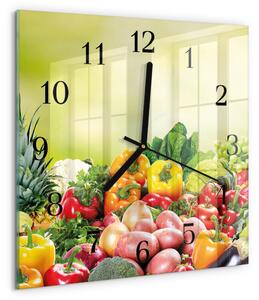 Skleněné hodiny na stěnu Zelenina zskc-30x30-00181064