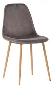 House Nordic Jídelní židle STOCKHOLM šedý samet, dřevěná podnož 1001121