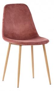 House Nordic Jídelní židle STOCKHOLM růžová samet , dřevěná podnož 1001122