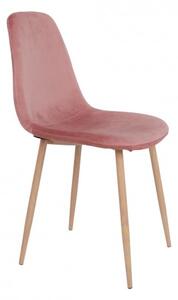 House Nordic Jídelní židle STOCKHOLM růžová samet , dřevěná podnož 1001122