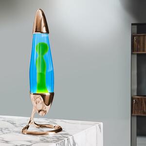 Mathmos Neo, originální lávová lampa, 1x20W, měděná s modrou tekutinou a zelenou lávou, výška 42cm