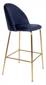 House Nordic Barová židle LAUSANNE velvet modrá,nohy mosaz 1001261