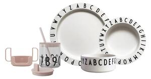 Růžovo-bílý set dětského nádobí Design Letters Eat & Learn
