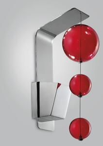 Metal Lux 251.111.04 Bolero, luxusní nástěnné svítidlo, 3 kuličky červeného skla, 1x10W GU10, výška 57cm