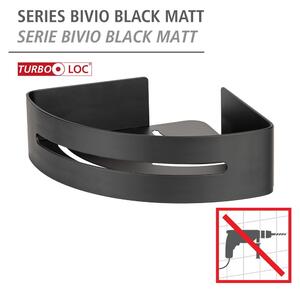 Matně černá rohová samodržící kovová koupelnová polička Bivio – Wenko