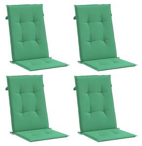 Podušky na židli vysoké opěradlo 4 ks zelené 120x50x3 cm textil