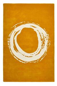 Hořčicově žlutý vlněný koberec Think Rugs Elements Circle, 120 x 170 cm