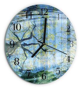 Skleněné nástěnné hodiny Stromy Voda zsoc-fi30-00171974