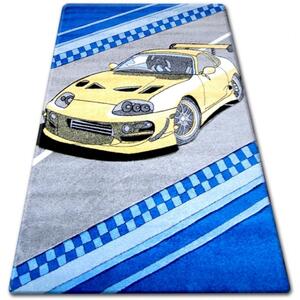 Dětský kusový koberec Závodní auto modrý 280x370cm