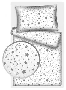 Povlečení hladká bavlna LUX - Hvězdičky šedo-bílé 140x200+70x90