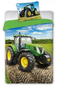 Povlečení hladká bavlna - Traktor 140x200+70x90