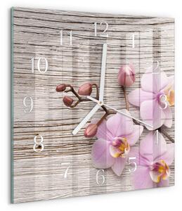 Skleněné hodiny Orchidej zskb-30x30-00058652