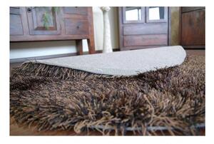 Luxusní kusový koberec Shaggy Love hnědočerný kruh 120cm