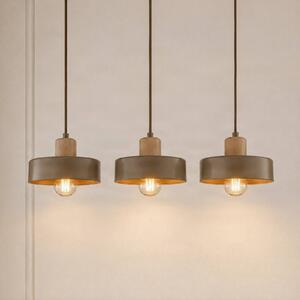 EMIBIG LIGHTING Závěsné světlo Torin, béžové, délka 80 cm, 3 žárovky, kov/dřevo, stmívatelný, Krémová / jantar, Obývací pokoj / jídelna, kov, Skandinávský