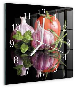 Skleněné hodiny Rajčatový česnek zskb-30x30-00092465