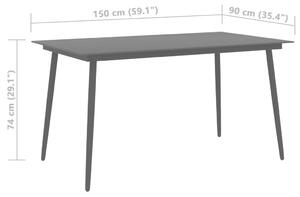 Zahradní jídelní stůl Jewett - 150x90x74 cm - ocel a sklo | černý