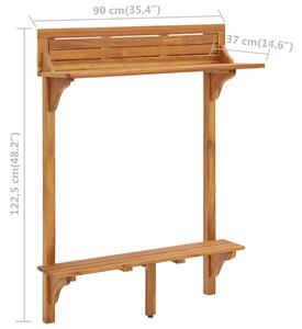 Barový stolek na balkon - 90x37x122,5 cm | masivní akácie