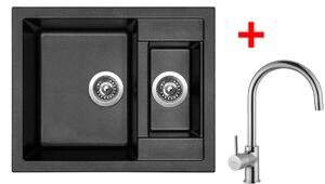 Set Sinks CRYSTAL 615.1 Metalblack + baterie VITALIA Chrom