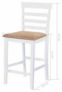 Barový stůl Keiser a židle sada - 3 kusů - masivní dřevo | hnědo-bílá