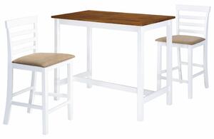 Barový stůl Keiser a židle sada - 3 kusů - masivní dřevo | hnědo-bílá