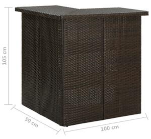 Rohový barový stolek Bron - 100x50x105 cm - polyratan | hnědý
