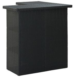 Rohový barový stolek Bron - 100x50x105 cm - polyratan | černý