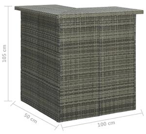 Rohový barový stolek Bron - 100x50x105 cm - polyratan | šedý