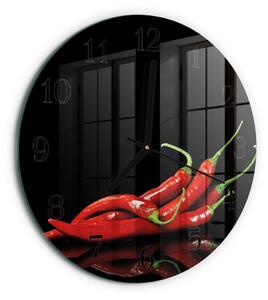 Skleněné nástěnné hodiny Chilli papričky zsoc-fi30-00059165
