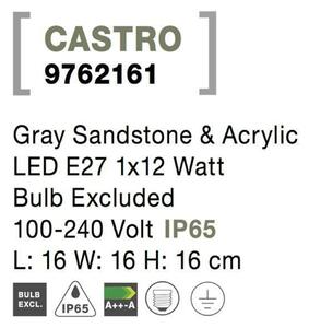 NOVA LUCE venkovní nástěnné svítidlo CASTRO šedý pískovec a akryl E27 1x12W bez žárovky 100-240V IP65 9762161
