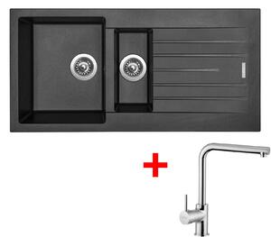 Set Sinks PERFECTO 1000.1 Metalblack + baterie ELKA Chrom