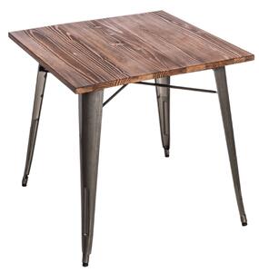Stůl PARIS WOOD metalický sosna, 76 x 76 cm, hnědá sosna, dub